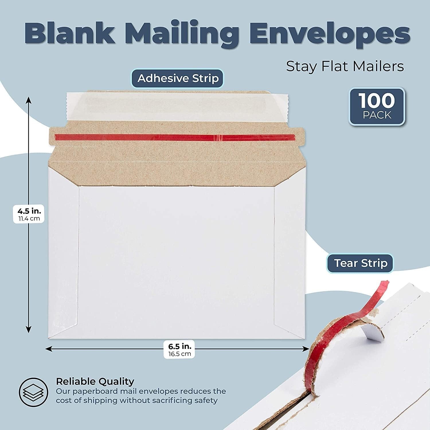 6x8 Rigid Mailers, 450 GSM Self Adhesive Stay Flat Cardboard Envelopes rigid