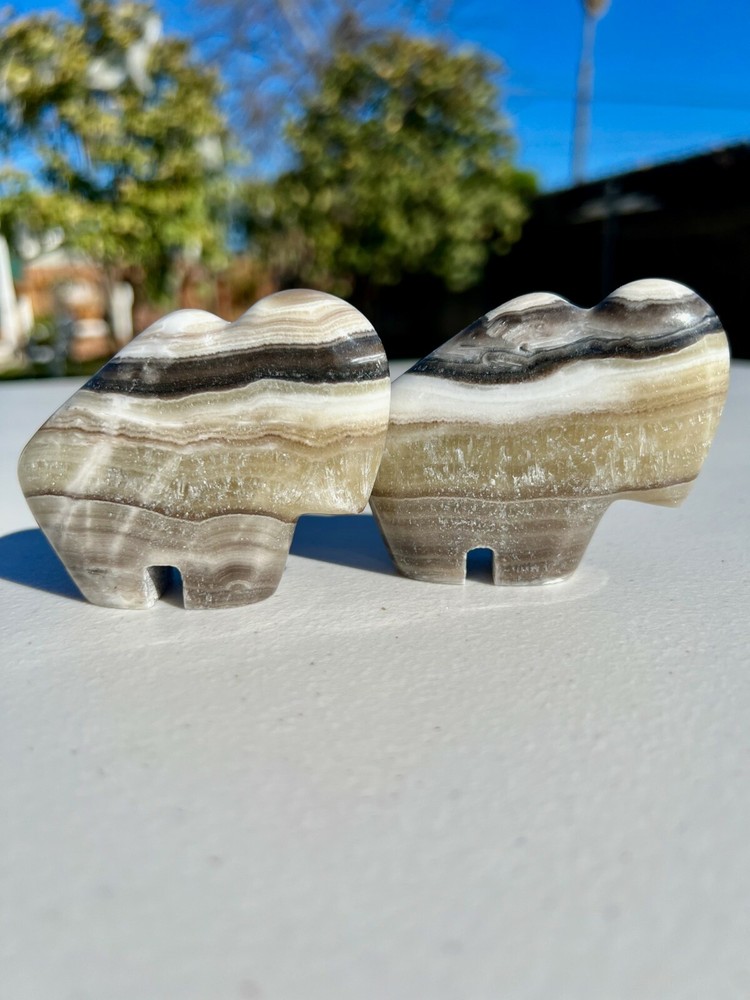 Medium Sized Zebra Onyx Buffalo/Bison Carving