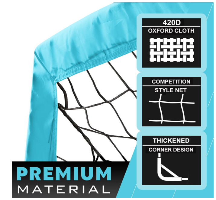 2x Portable Kids Soccer Goal Sky Blue 6x4 for Backyard Practice with Carry Bag