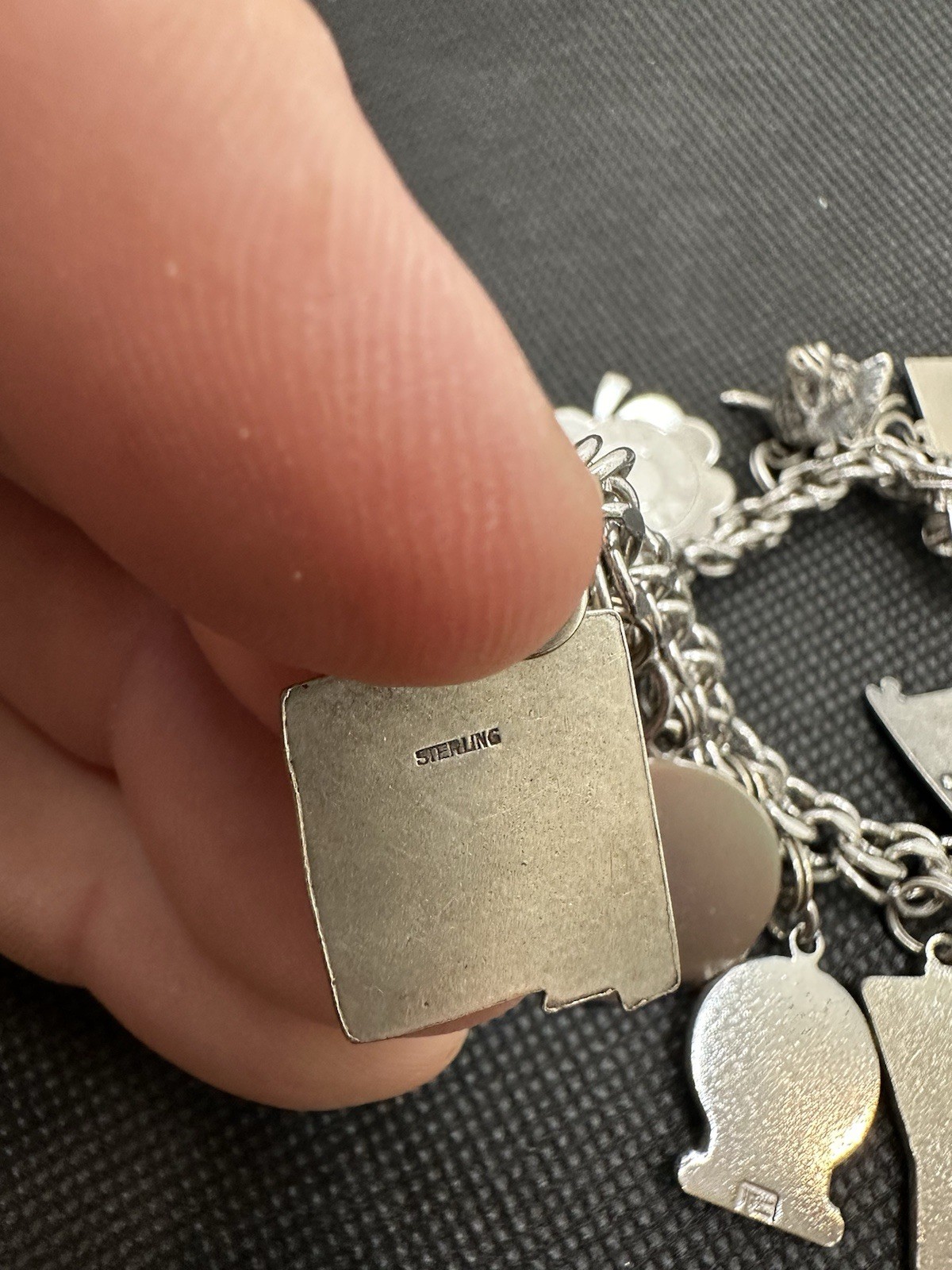 Vintage Sterling Silver Charm Bracelet Longhorns Wagon States 1960’s