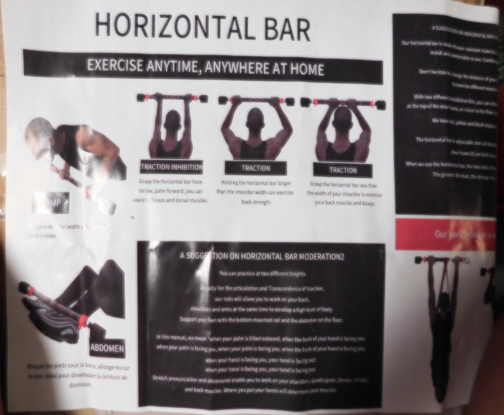 Horizontal Bar For Doorway /Pull Up Bar-220 Lbs Max