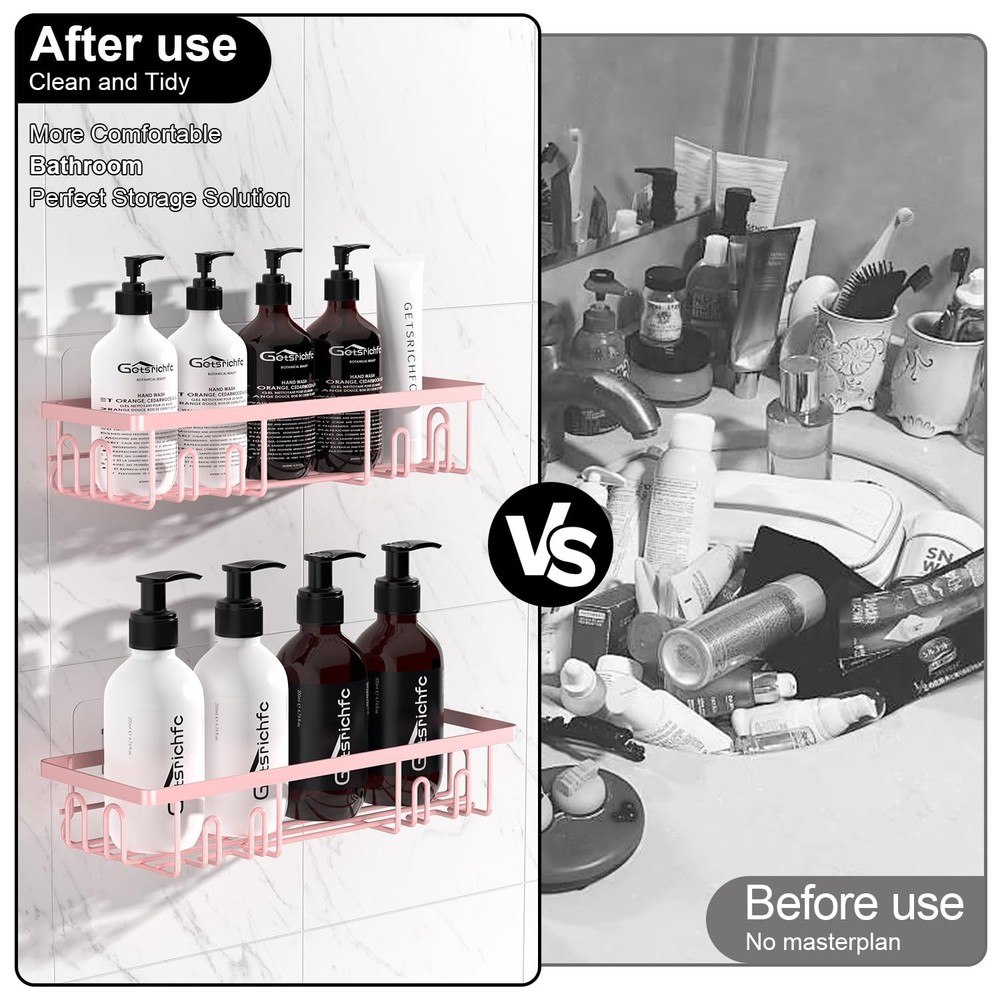 Shower Caddy Adhesive, Rustproof Shower Shelves for Inside Shower, Large Capa...