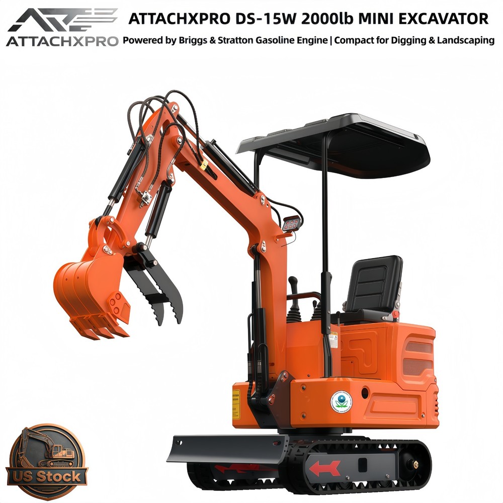 2000lb Mini Excavator DS-15W with B&S Engine ATTACHXPRO Compact Digging Machine