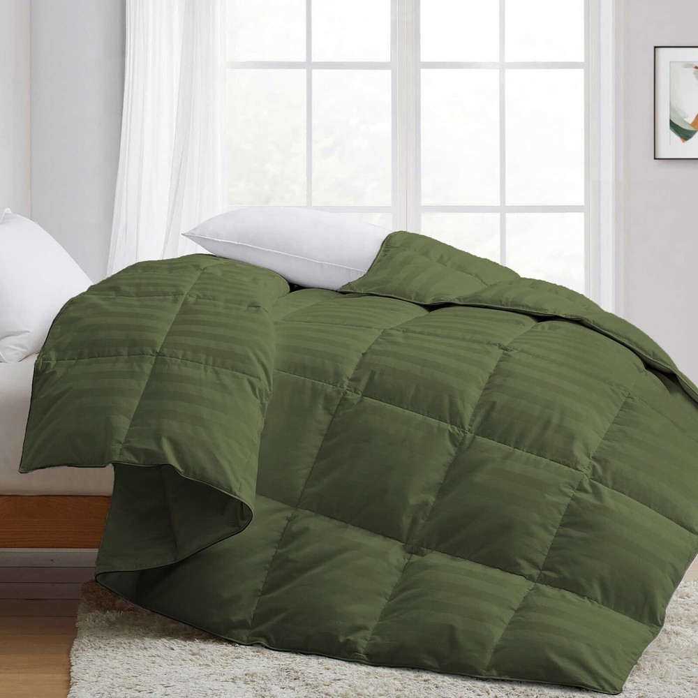 Deluxe Luxury Comforter Down Alternative 100% Cotton Moss Stripes