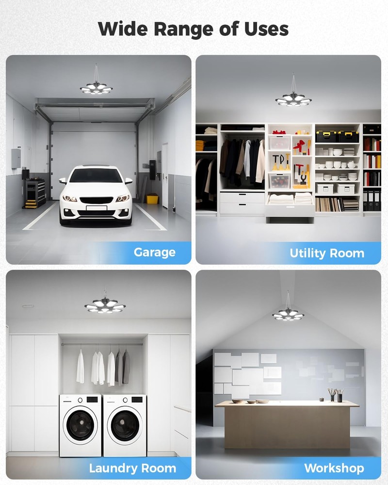 Motion Sensor Garage Light Plug in - 25000LM Motion Sensor Light with 8+1 LED...