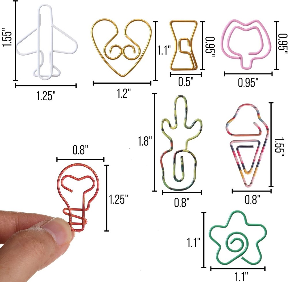 Cute Paper Clips, Assorted Colors, 24 pcs, Cute Planner Clips