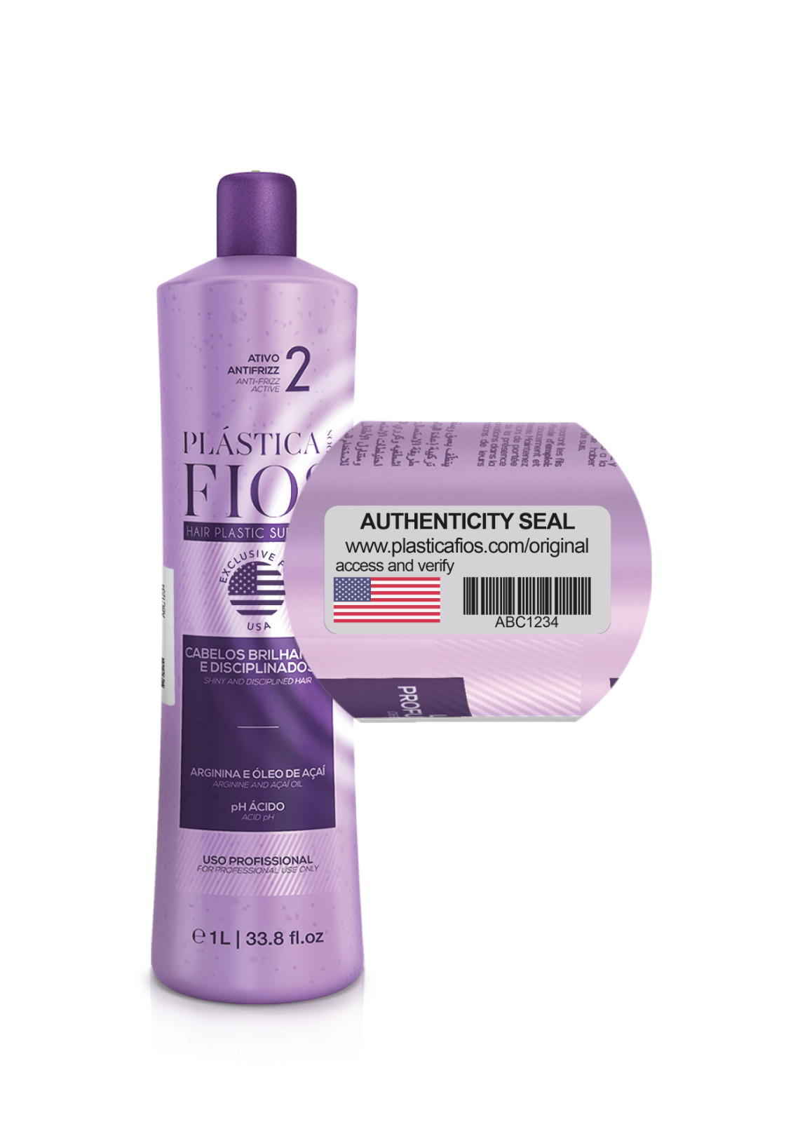 Plastica Dos Fios Keratin Hair Treatment, 33 oz, 3 Piece Set, US Original