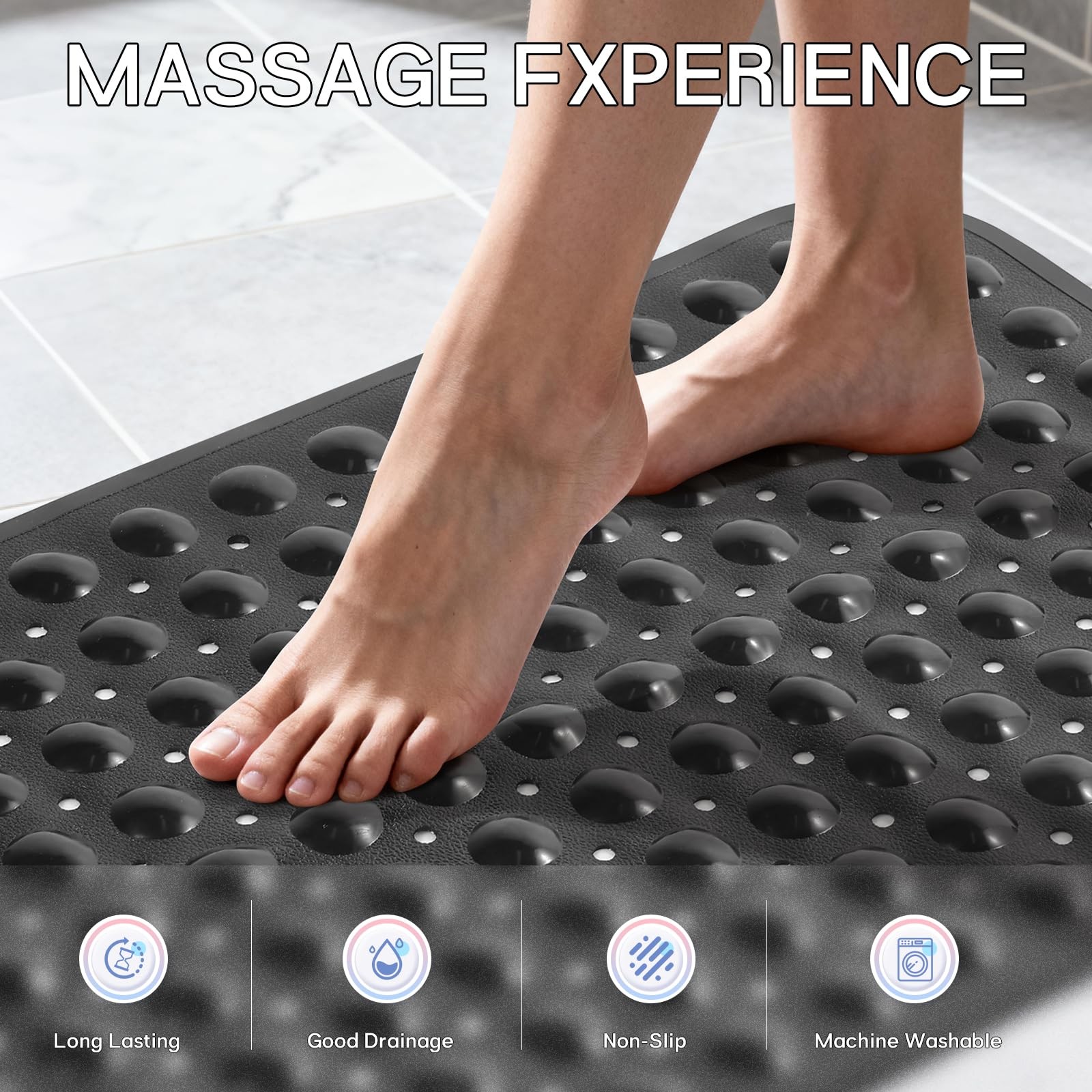 AntiSlip Bathtub Shower mat, 27.5×14.5（Approximately 70×37cm） inch Soft Overs...