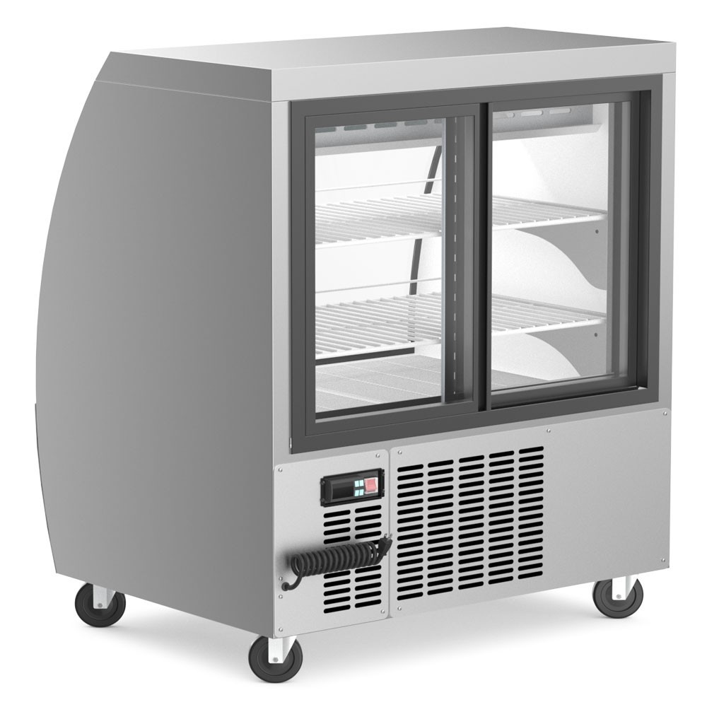 Deli case 36" Gravity Coil. Black, installed casters