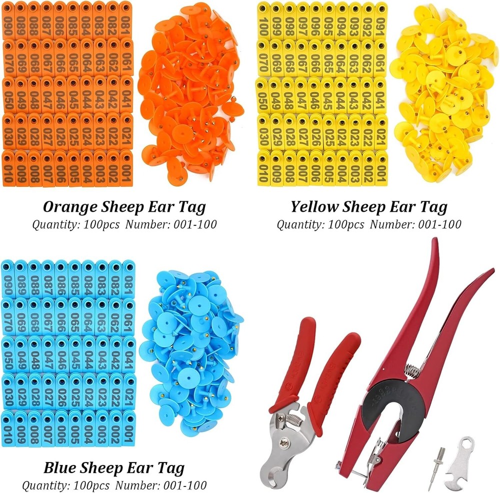 Durable Numbered Ear Tags Kit - 300PCS Sheep, Goat, Cattle Management Solution