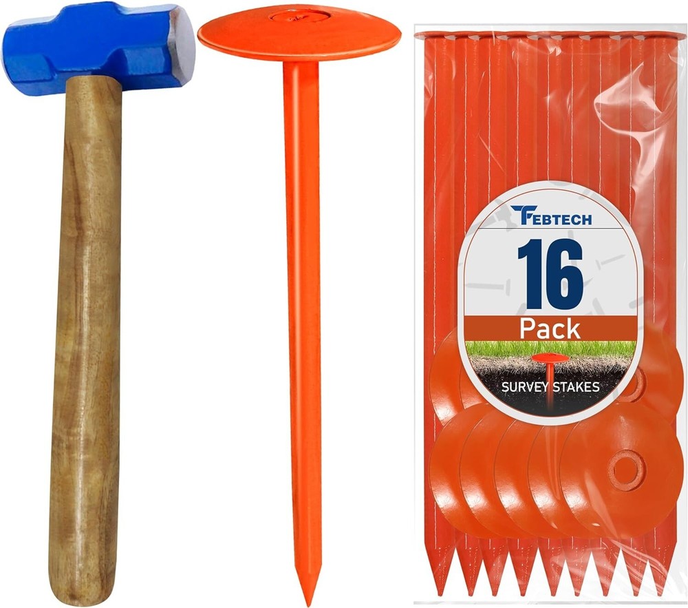 FEBTECH-SepticTank Marker for Property line Markers-2.7"x10" Pack of 16+1 Hammer