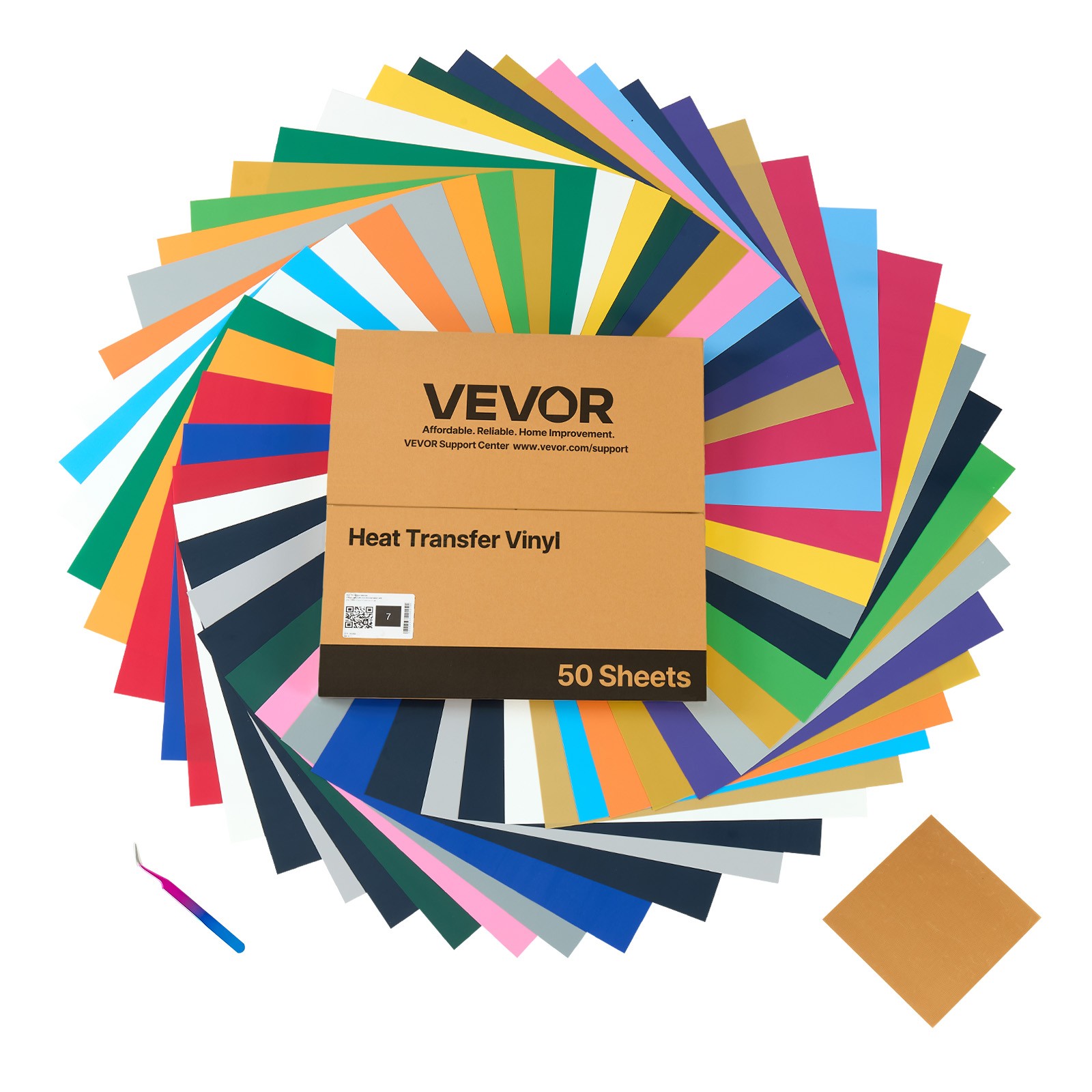 VEVOR Heat Transfer Vinyl HTV Iron on Vinyl Bundle 50 Pack 12 x 12 in Multicolor