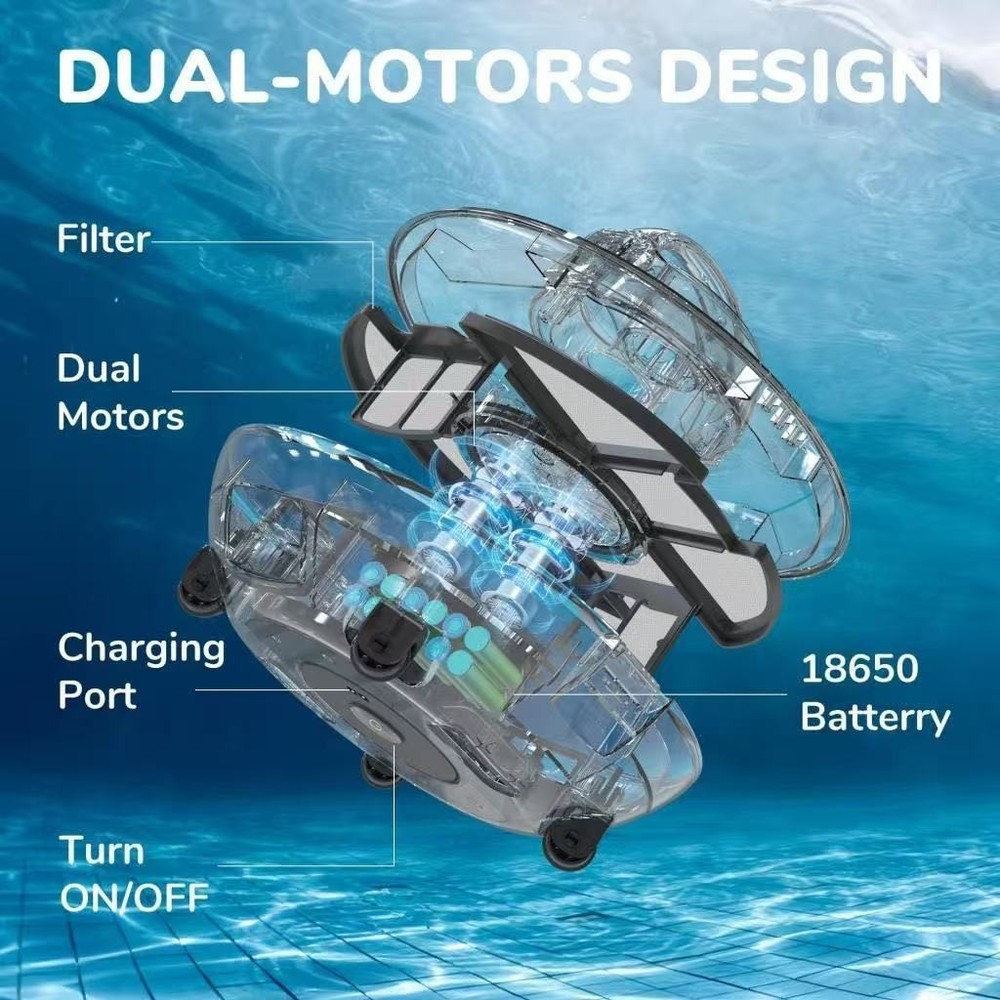 Seauto Cordless Robotic Pool Cleaner, Automatic Pool Vacuum w/ Powerful Suction