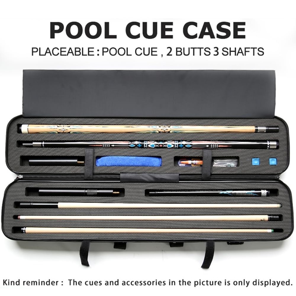 ABS Material Hard Pool Cue Case 2x3 for 1/2 Pool Cues,Durable Construction,Pr...