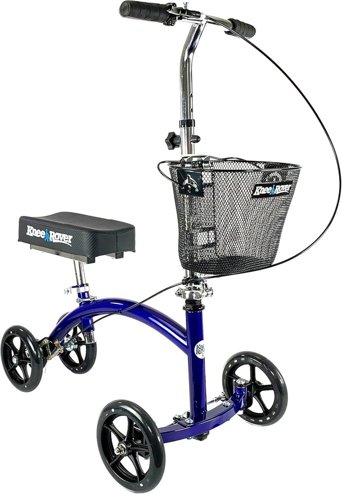 Knee Scooter Steerable Foldable Blue with Basket