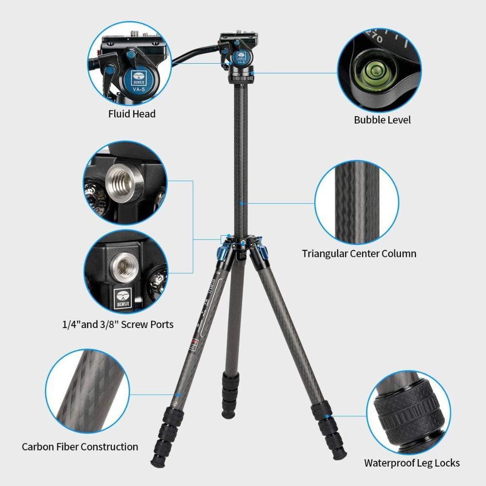 Sirui ST124 4-Section Carbon Fiber Tripod & VA-5 X Fluid Head Kit