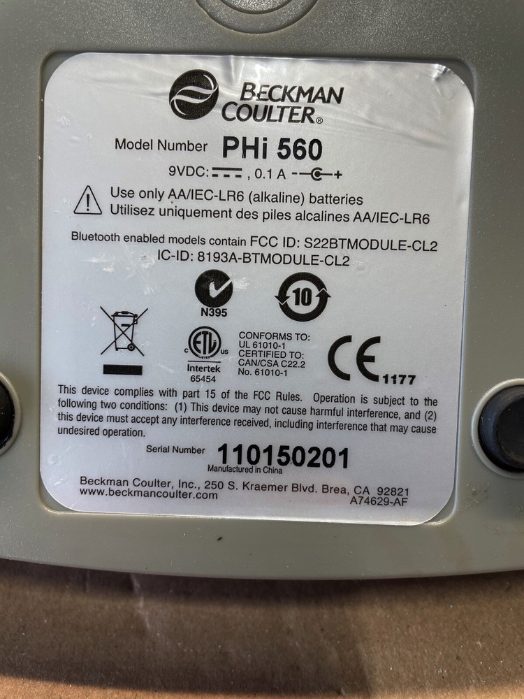 Beckman pHi 560 pH, Conductivity, TDS Meter, Bluetooth, USB