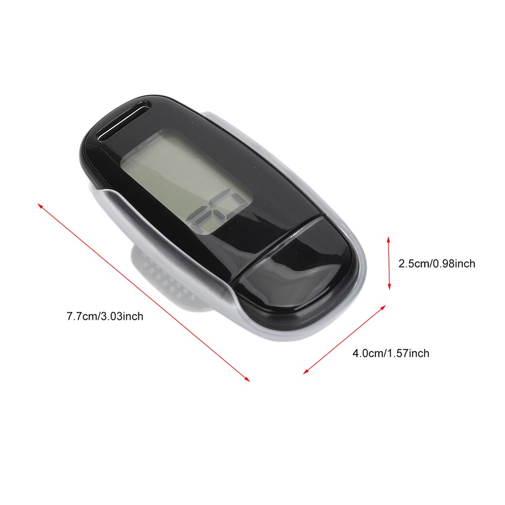 (Black)Step Counter Large LCD Screen USB Rechargeable Accurate Portable AN