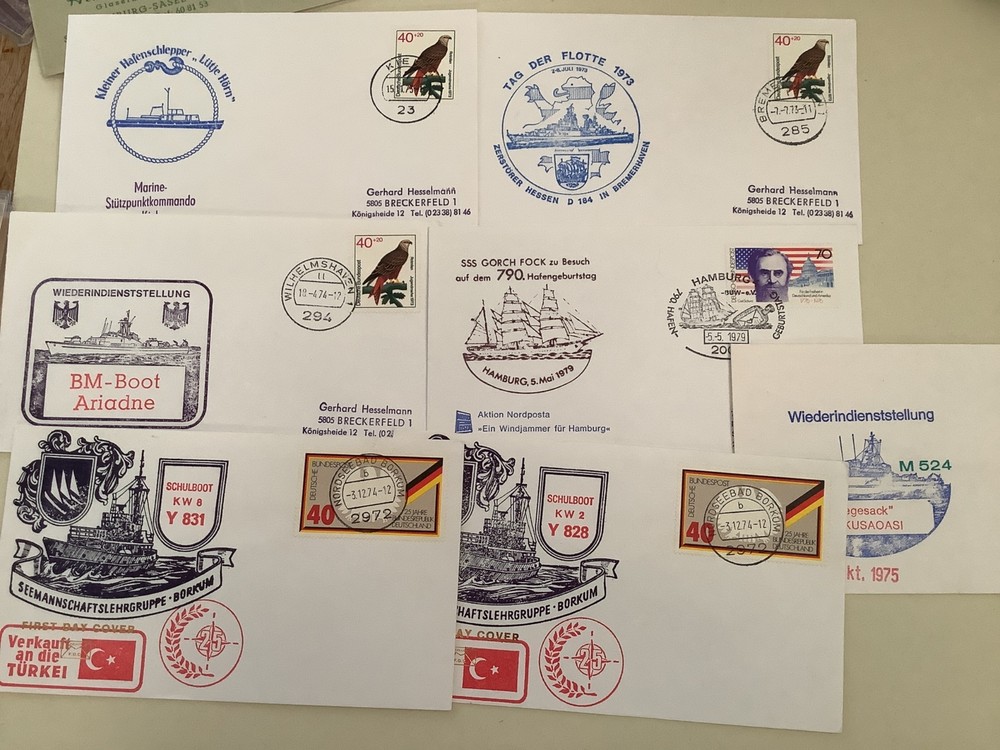 Germany Ships souvenir  post 7 stamps covers Ref A437