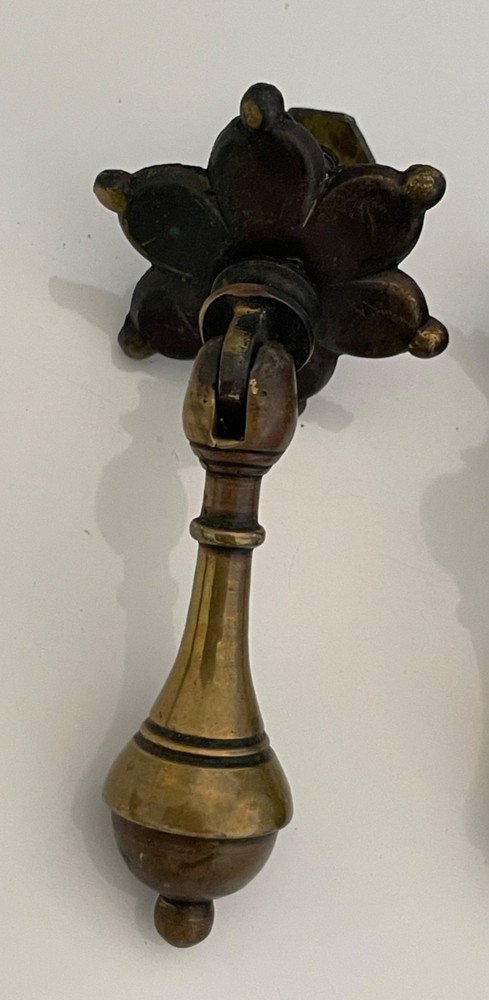 4 Georgian Antique Solid Brass Drawer Drop Handles Pulls c/w Fixing Bolts