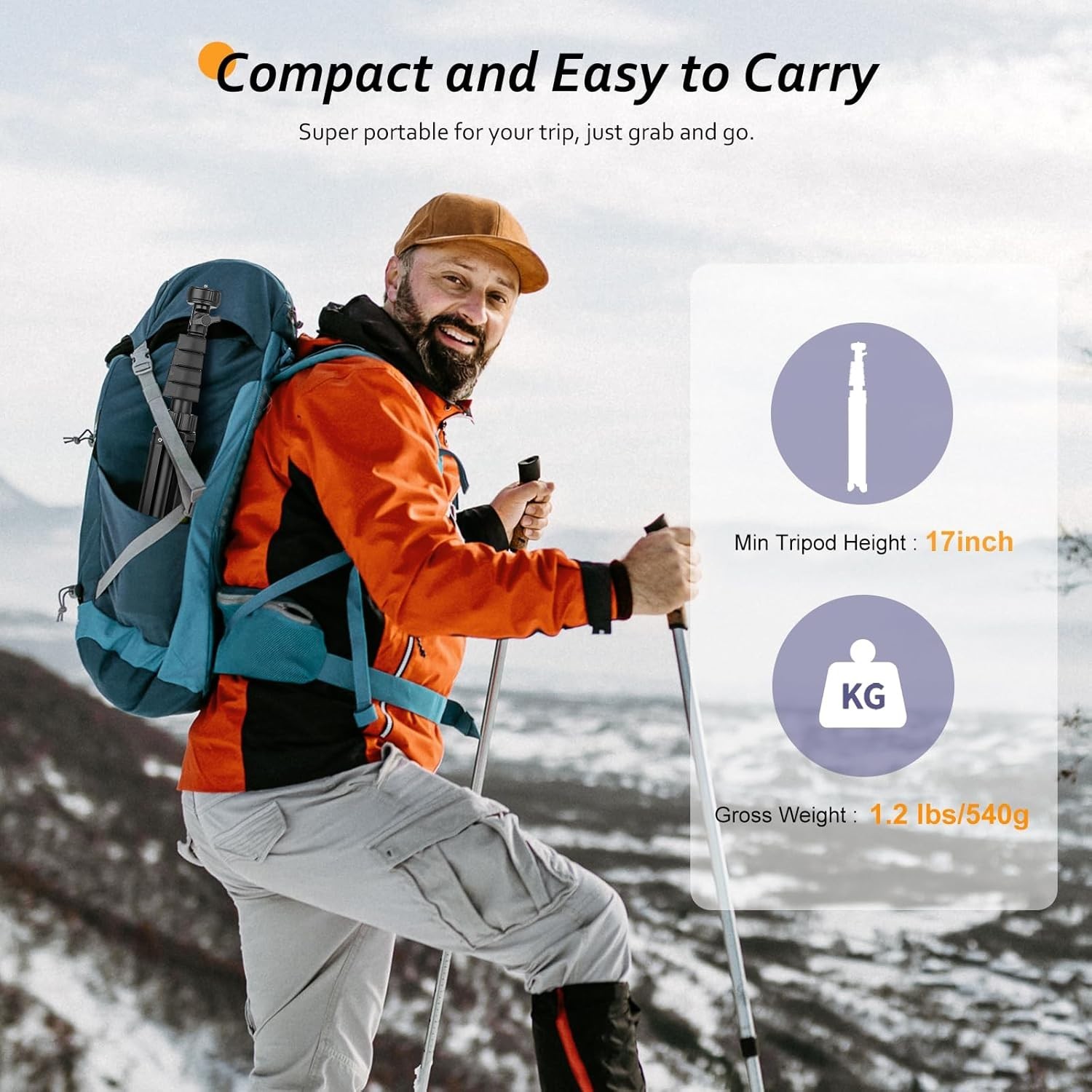 62“ Lightweight Phone Tripod w/Remote, Adjustable Perfect for Vlogging &Selfies