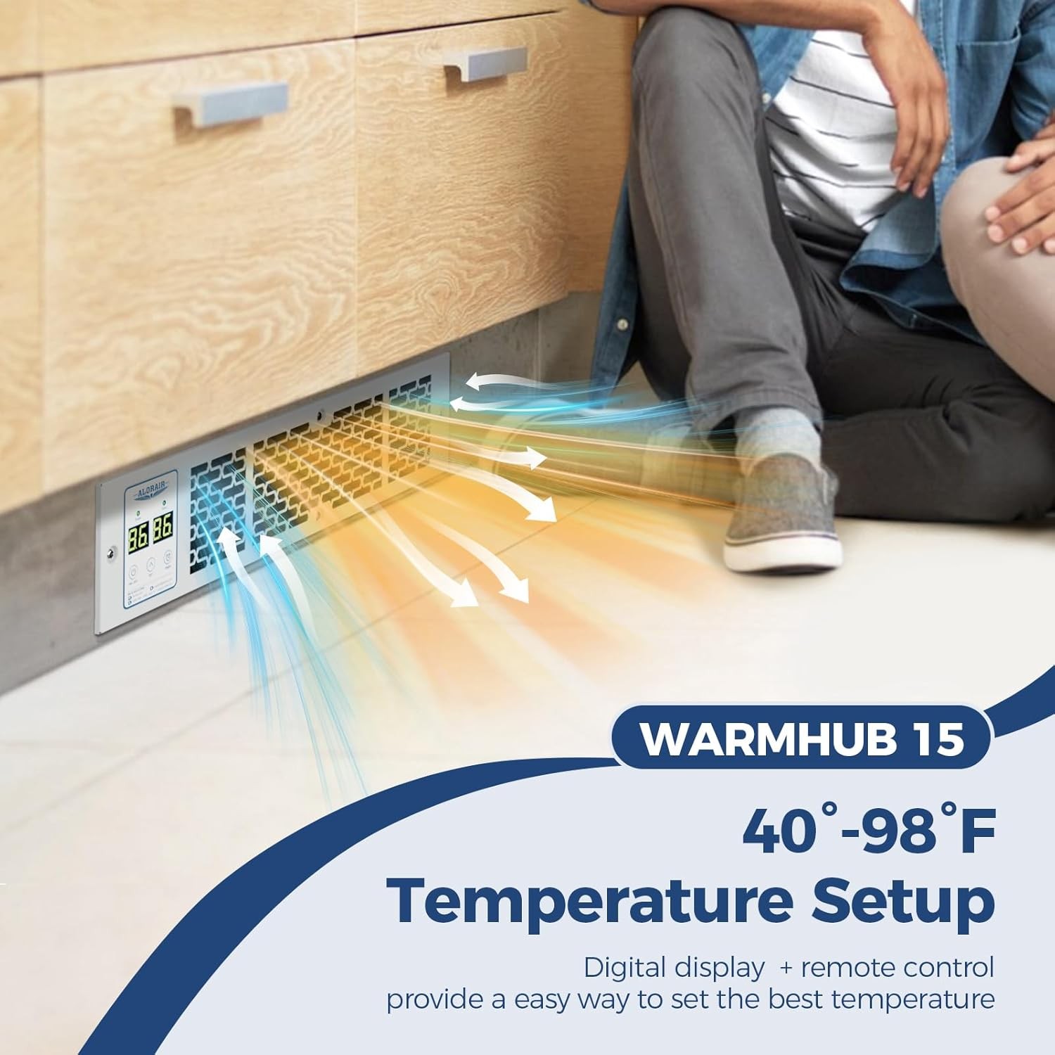 Alorair WarmHub 15 1350W Electric Kickspace, Toe Kick Heater w/ Remote & Timer