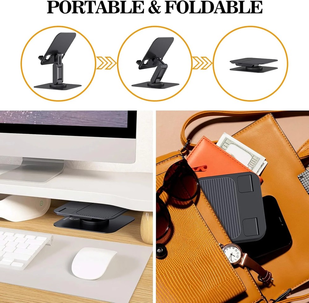 OCYCLONE iPad Stand, 360° Rotating Adjustable Foldable iPad Tablet Holder for De