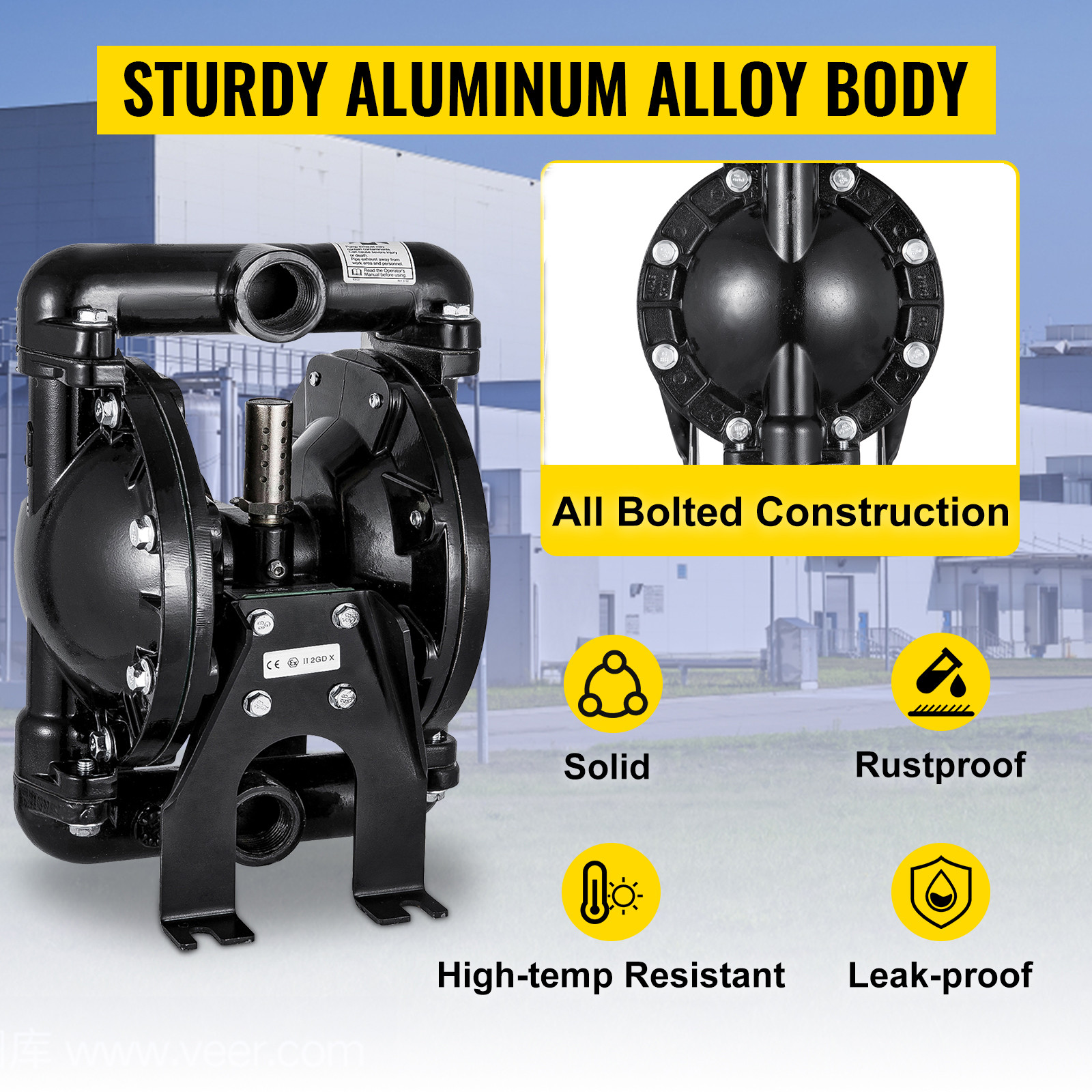 Air-Operated Double Diaphragm Pump 24 GPM 1-Inch Inlet/Outlet