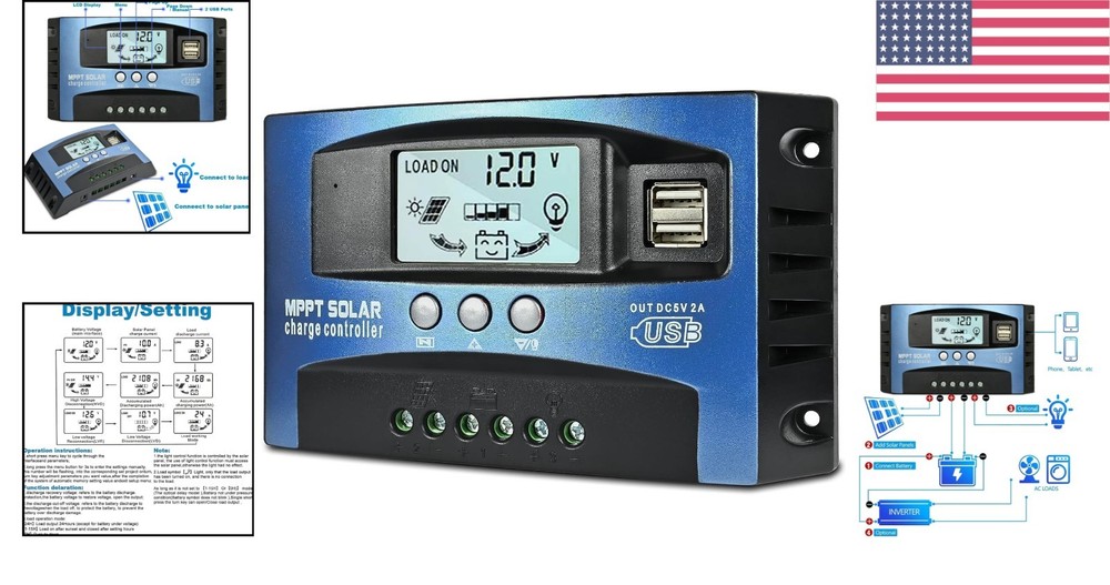 Versatile 30A MPPT Solar Charge Controller with LCD & Reliable Protection System