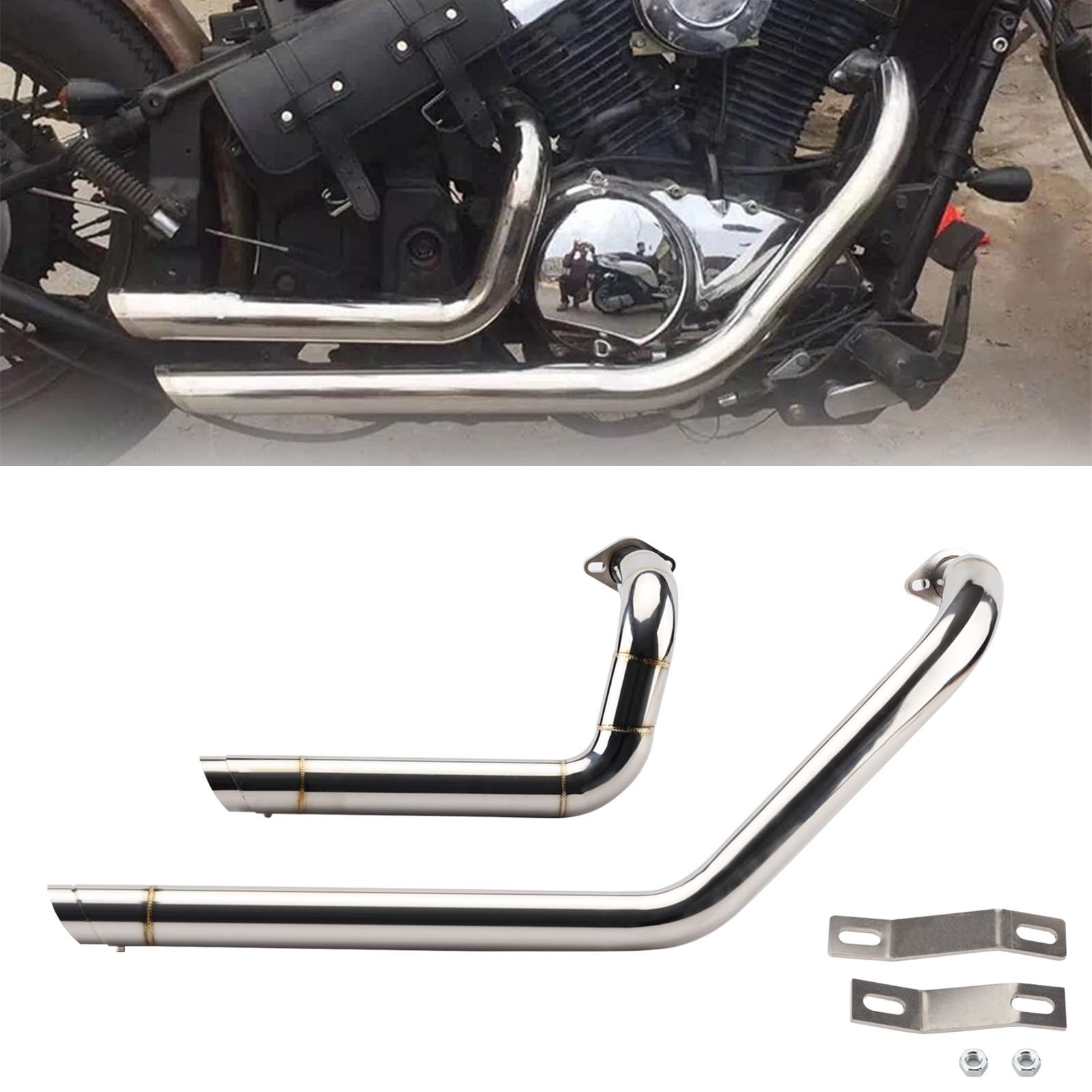 Shortshots Staggered Exhaust Pipe System For Kawasaki Vulcan 800 VN800 1995-2006