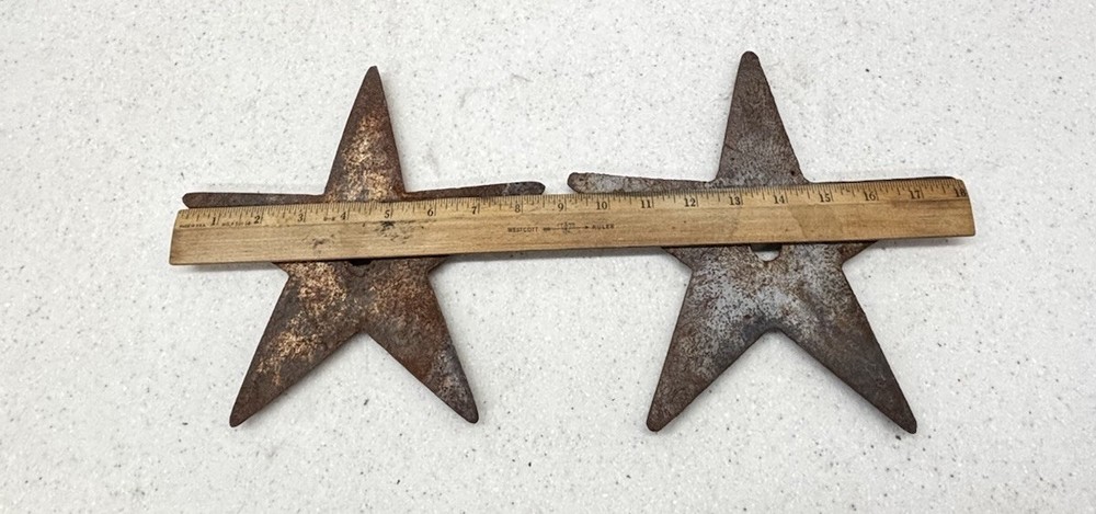 Antique Cast Iron Rustic Star Decor, Architectural Fitting, Matching Pair