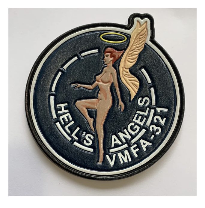 4.25" MARINE CORPS VMFA-321 SQUADRON COLOR LEATHER PATCH