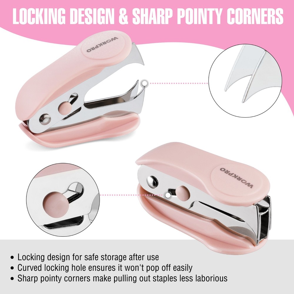 WORKPRO Mini Stapler with Staples, Pink Stapler Set 2000 Standard Stapler