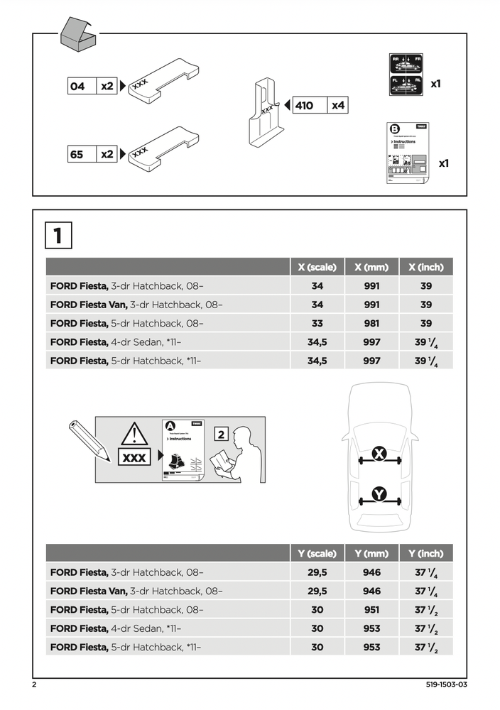 Thule Fit Kit 1503 -- (Authentic Thule® KIT1503) -- Fast & Free Shipping!
