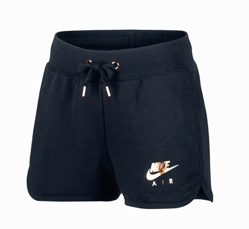 Nike Sportswear Womens French Terry Gym Athletic Shorts Black Gold Small