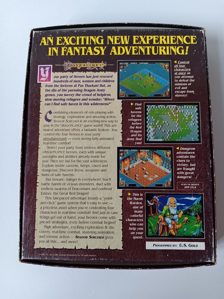 Amiga Advanced Dungeons & Dragons Shadow Sorcerer Computer Software Tested/Works
