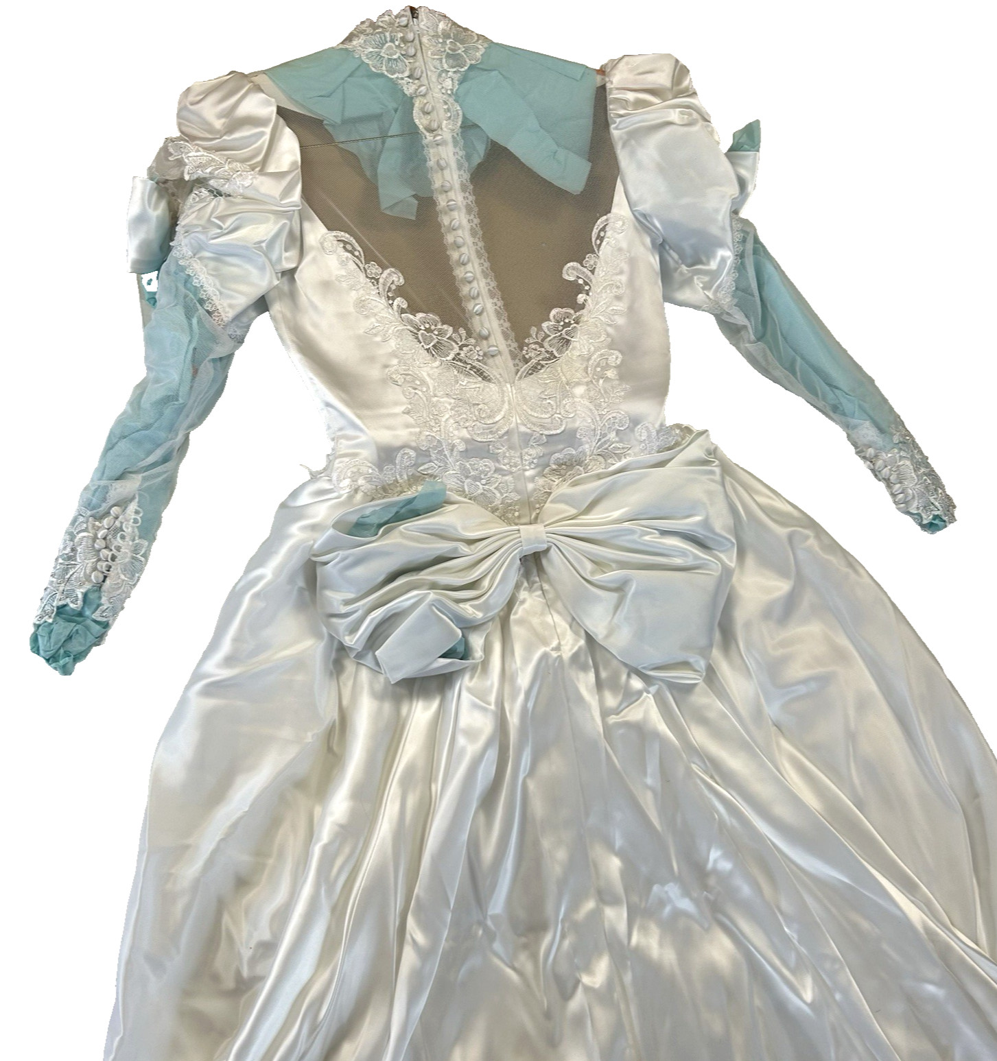 Lifetime of Loveliness Vintage 80s White Lace Long Sleeve Wedding Dress sz 10