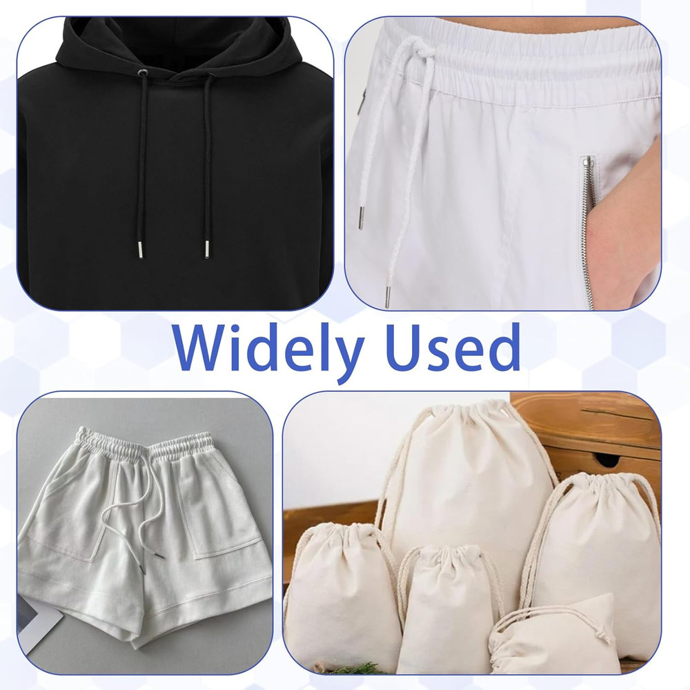 6 Pcs Flat and Round Drawstring Cords, 54" Hoodie String Replacement with Eas...