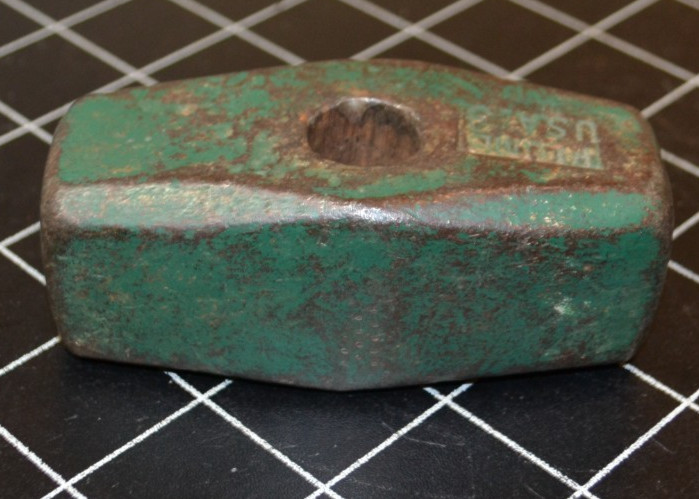 PLUMB -3# - DRILLING SLEDGE HAMMER HEAD - BLACKSMITH - VG CONDITION