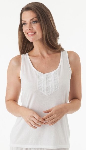 3X 100% Cotton Knit Lace Front Cami Top Women's Camisole / Tank Top by Velrose