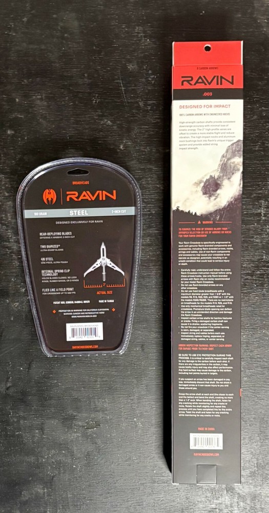 Ravin 6 Pack Bolt & Ravin 3 Pack Broadhead Combo New