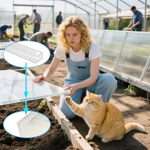 10 PCS Polycarbonate Greenhouse U Connector Profile 4ft Length Fits 0.32’’ &