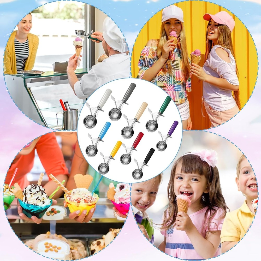 Stainless Steel Ice Cream Scoops Set - 9 Pcs