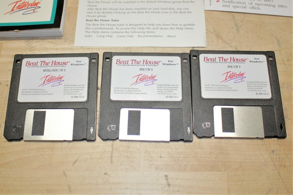 Interplay BEAT THE HOUSE Ultimate Gaming Tutor & Simulator Vintage Computer Game