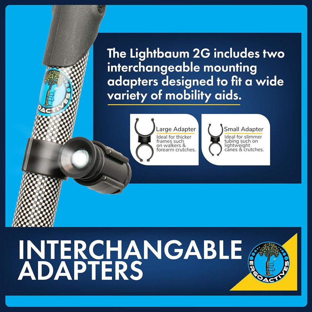 Lightbaum 2G- New Improved Adjustable LED Flashlight for Crutches, Canes, & Walk