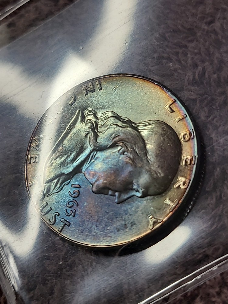 1963 franklin half dollar 🌈 Toned🌈