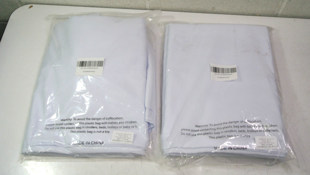 2 White Polyester Backdrop Curtains 2 Panels 5ft x10ft  Per Pack  4 TOTAL PANELS
