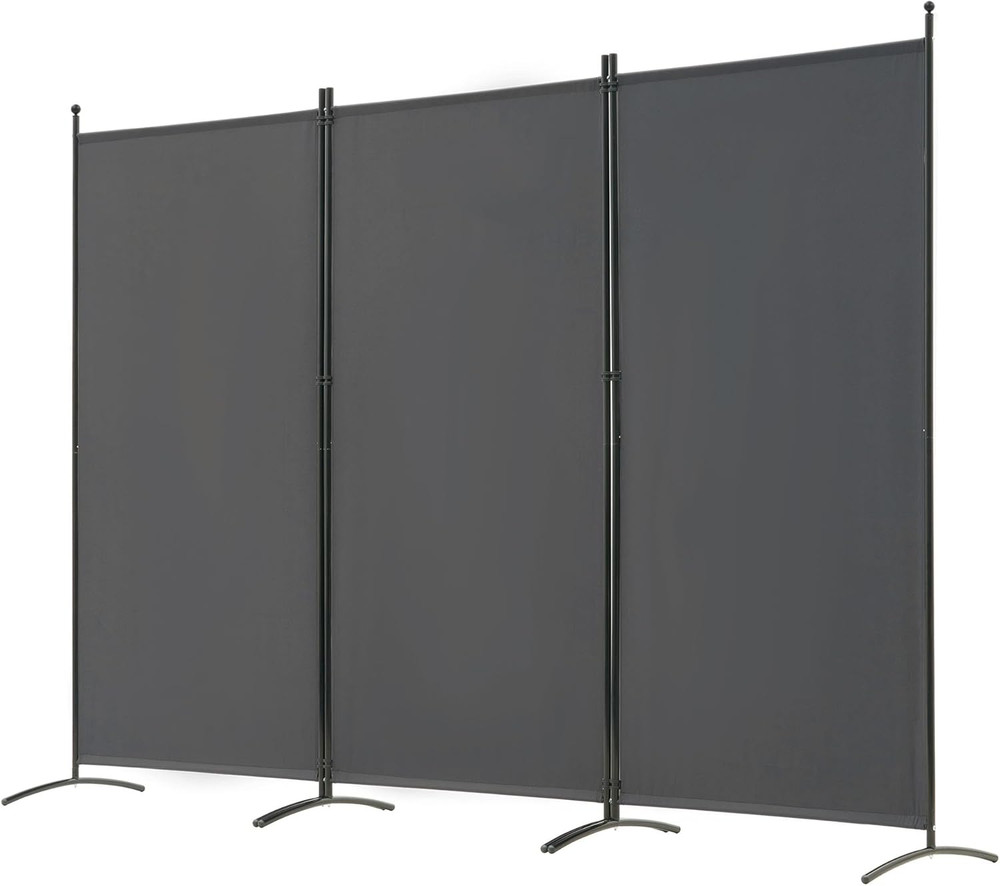 Portable 3-Panel Room Divider Screen - Freestanding Privacy Partition (Grey)