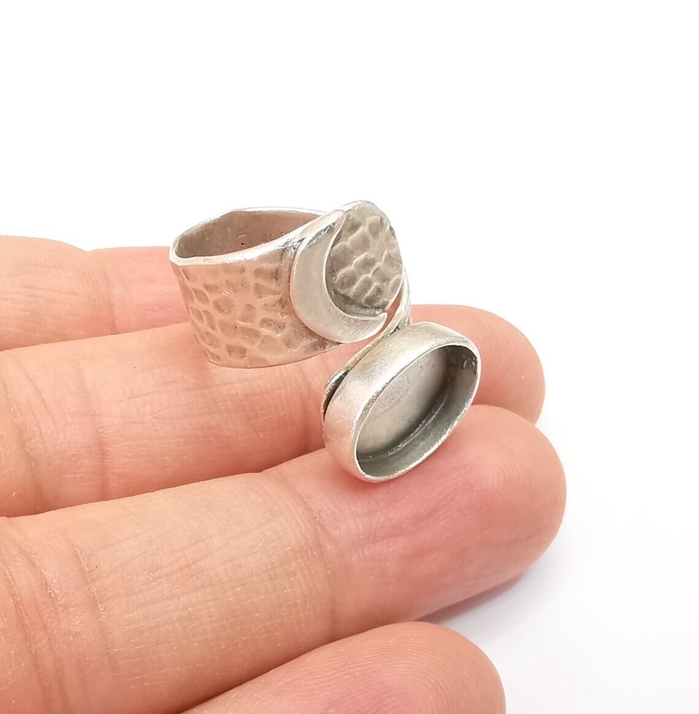 Crescent Ring Setting Blank Cabochon Ring Mounting Adjustable Wrap Ring Base
