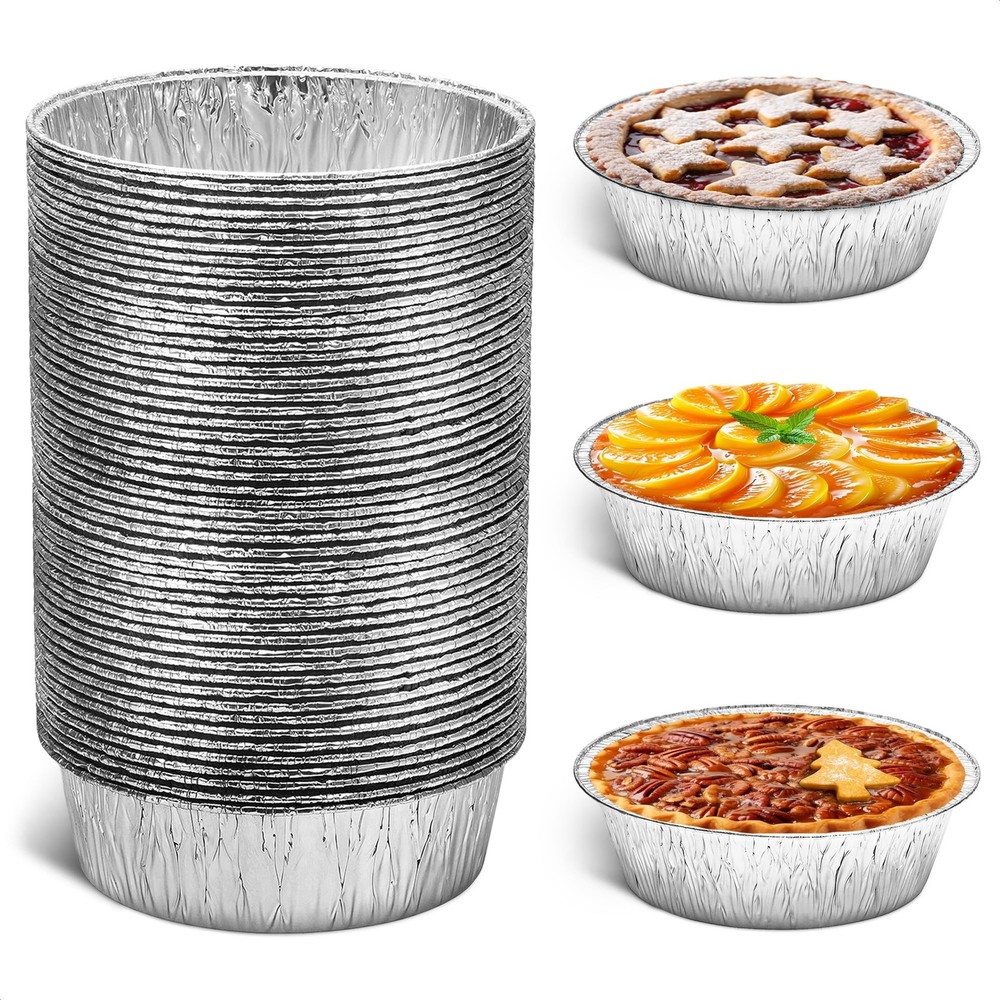 Round Foil Cake Pans – 50 Pack 6" Reusable Aluminum Baking Pans | Stackable, ...